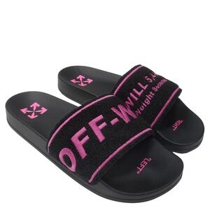 Off-White Black and Pink Women's Slippers + Dustbag